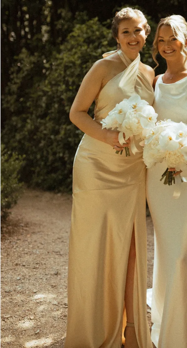 Pale yellow satin dress - Image 3