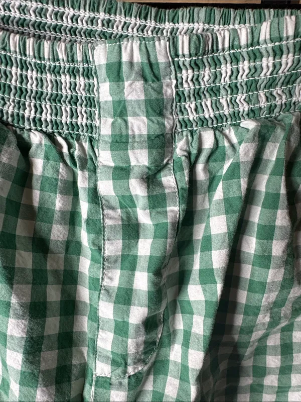 By Anthropologie Green Gingham Smocked Bloomer Shorts Size Medium - Image 5