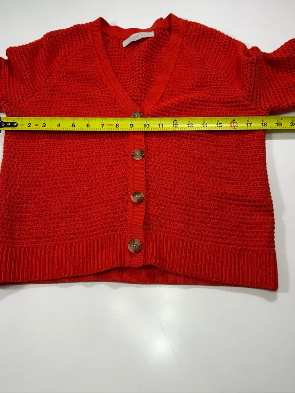 LOFT Orange Button-Front V-Neck Cardigan Size XS - Image 4