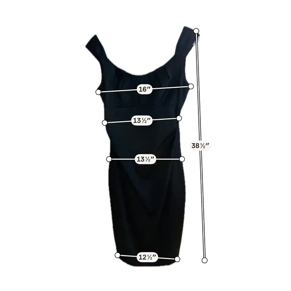 Vintage Maggy London Black Cocktail Dress Pleated Ruched Sheath Size‎ 4 - Image 4