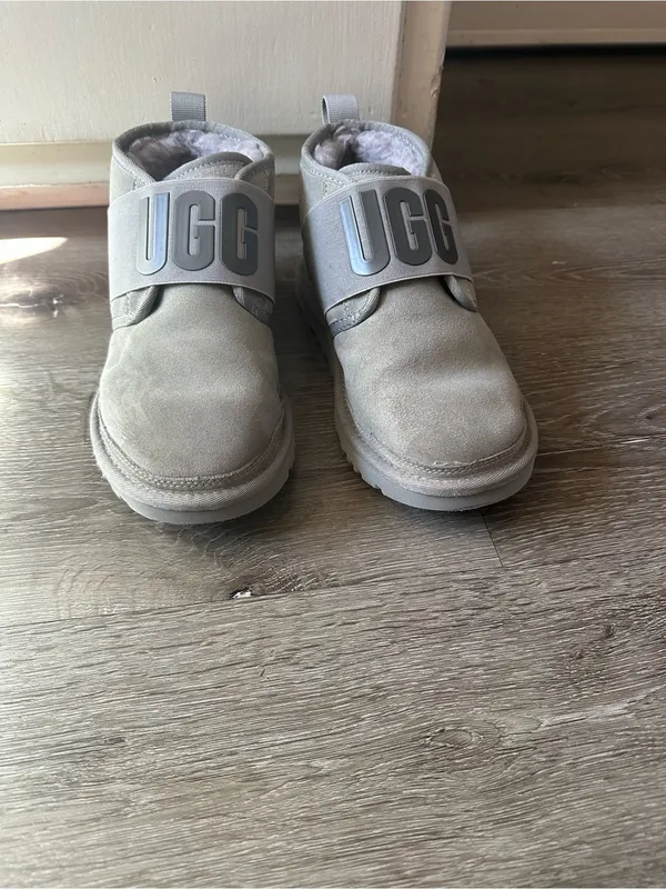 UGG Light Gray Suede Strap Winter Boots - Image 2
