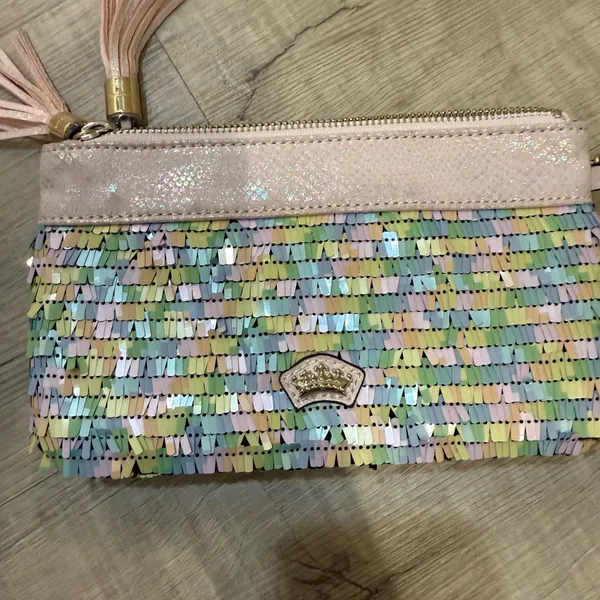 Juicy Couture‎ Y2K Pastel Rainbow Sequin Pouch / Wristlet - HTF - Image 3