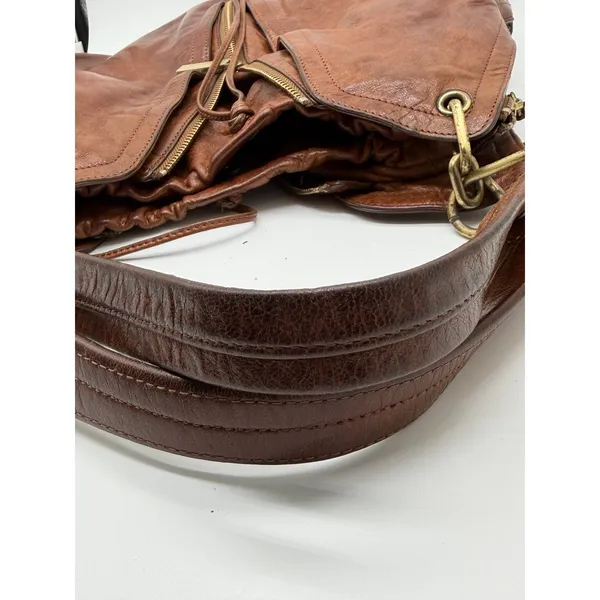 Kooba Hobo Bag Womens Large Brown Leather Multi Zip Slouchy Shoulder Bag - Image 3