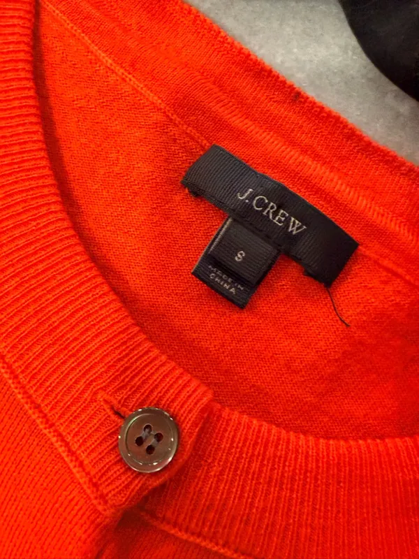 J. Crew Size S Orange Lightweight Merino Blend Gold Button Long Sleeve Cardigan - Image 7