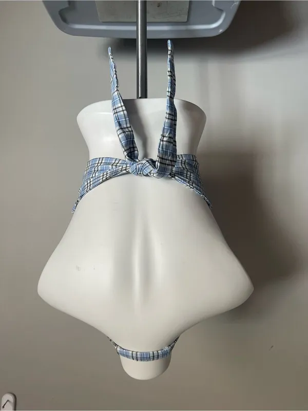 ALTAR'D STATE | Blue Plaid Halter Crop Top Sz M - Image 4