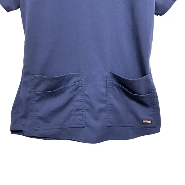 Greys Anatomy Womens Scrub Top XS Navy Stretch Medical Nurse Utility Uniform‎ - Image 4
