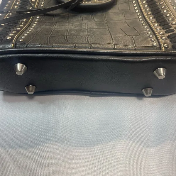 Montana West Black Crocodile Embossed Studded Crossbody‎ Shoulder Bag - Image 7
