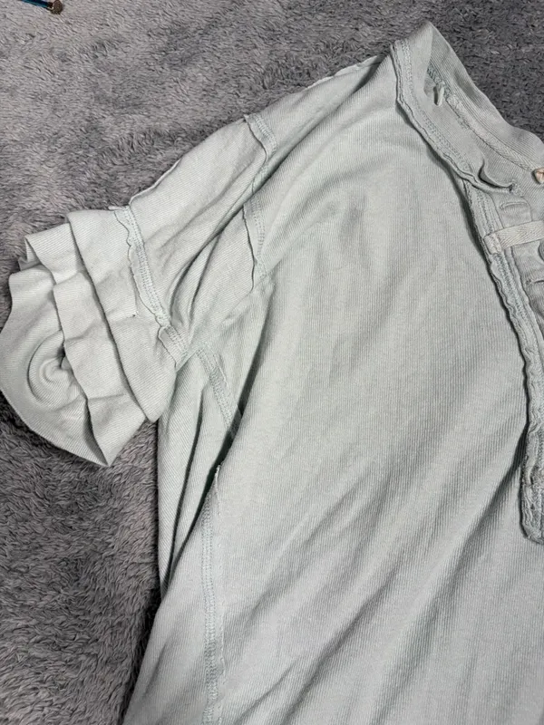 Free People we the free light mint Short Sleeve Henley Top heritage XS - Image 5