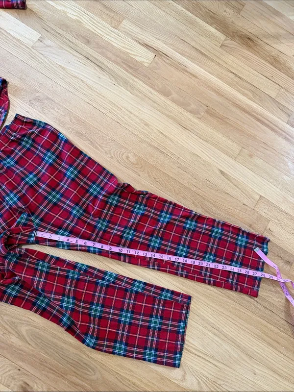 Lauren Ralph Lauren Tartan Plaid Fleece Pajama Set Sz L - Image 5
