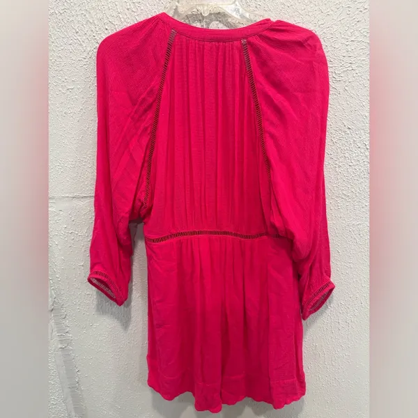 Free People V-neck 3/4 Sleeve Women’s Size M Fairy Swing Pink Dress - Image 6