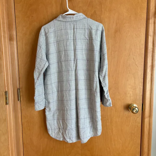 Lauren Ralph Lauren Sleep Shirt Womens Medium Grey Purple‎ Plaid Button Front - Image 3