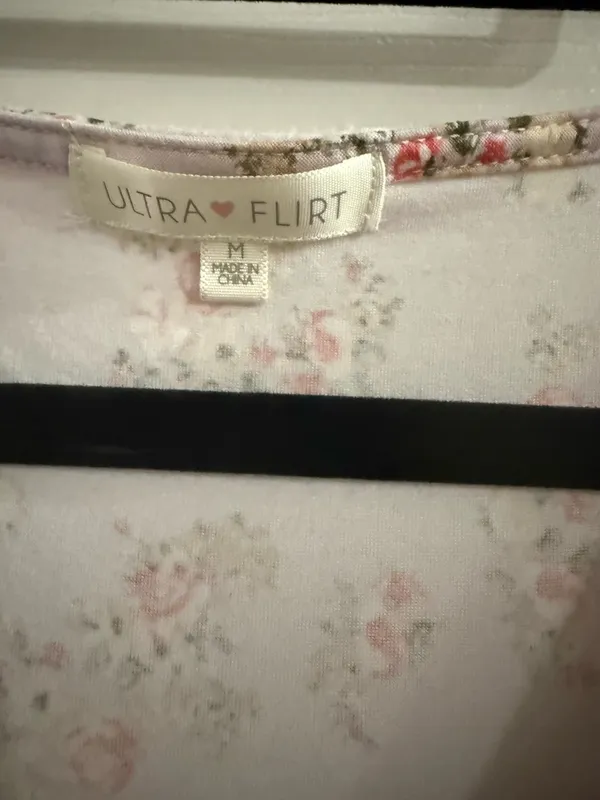 Ultra Flirt Light Pink Floral Tie-Front Mini Dress - Image 3