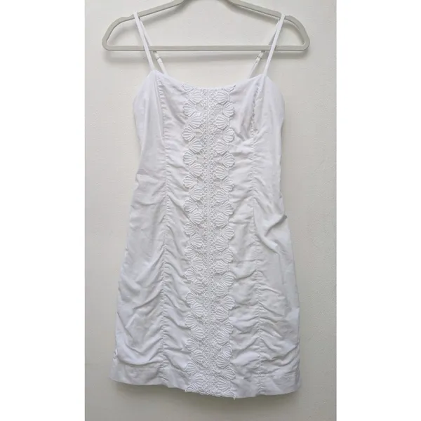 Lilly Pulitzer Women's Sheath Dress Railee Resort White Floral Cross Eyelet S 6 - Image 2