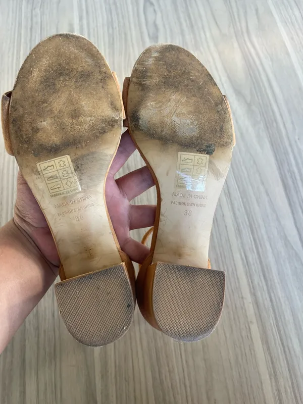 Free People Suede Block Heel Sandals in Cognac - Image 6