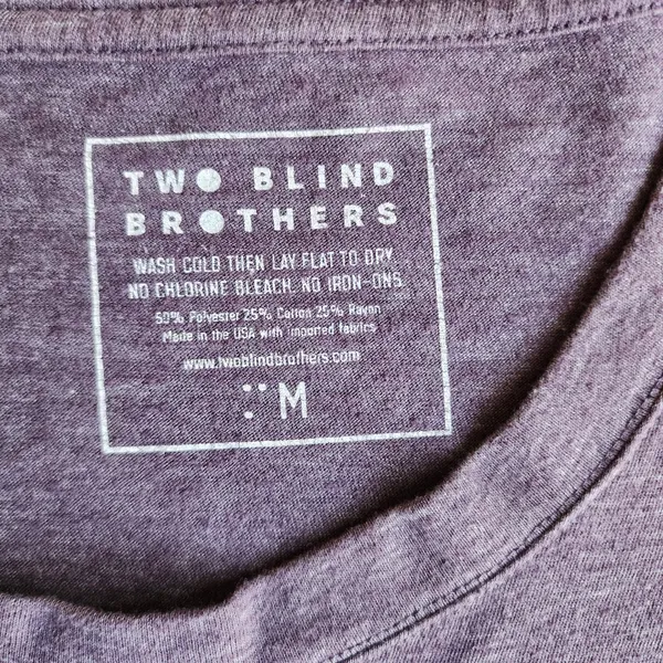 Two‎ Blind Brothers Womens T-Shirt Purple Perspective Braille Detail Medium M - Image 5