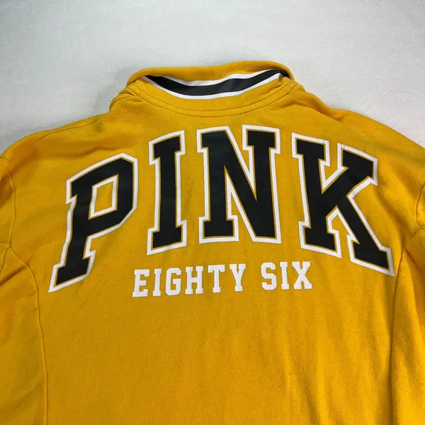 VTG PINK Victoria's Secret Yellow Quarter Zip Pullover Sweatshirt‎ Eighty Six XS - Image 4