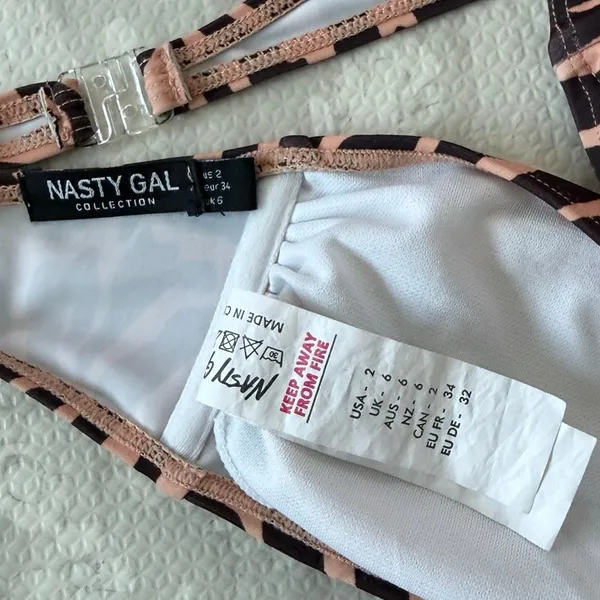 Nasty Gal Animal Print High-Waisted High Leg Bikini Set Brown Tan Size 2 XS NWOT - Image 7