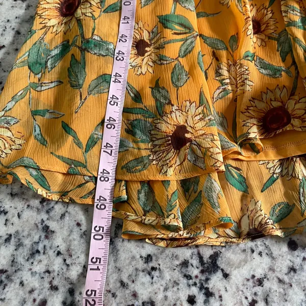 LC Lauren Conrad Sunflower Midi Dress Womens Medium Yellow Boho Tiered Ruffle - Image 10