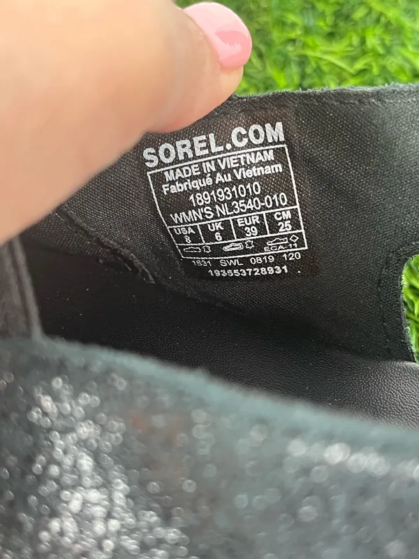 Sorel Ella Slingback Flat Sandals Black Metallic Shimmer Women's Size 8 - Image 8