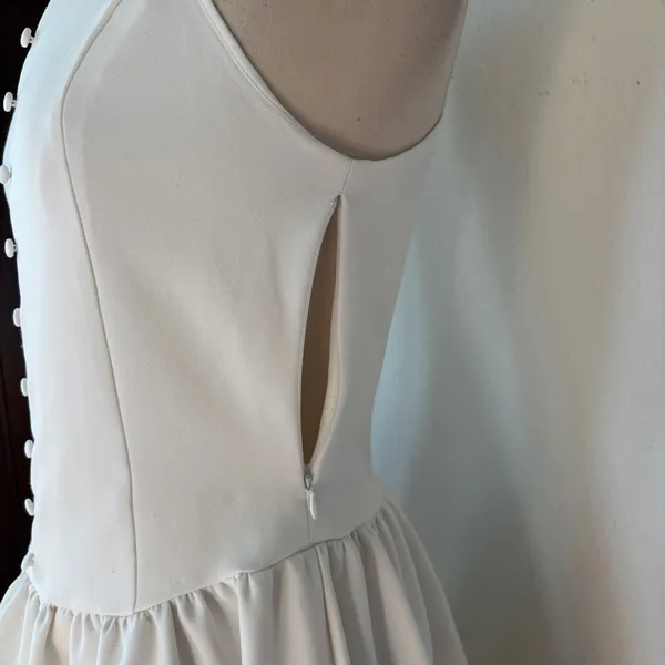 ZARA Solid White Drop Waist Sleeveless Button Front Dress - Image 5