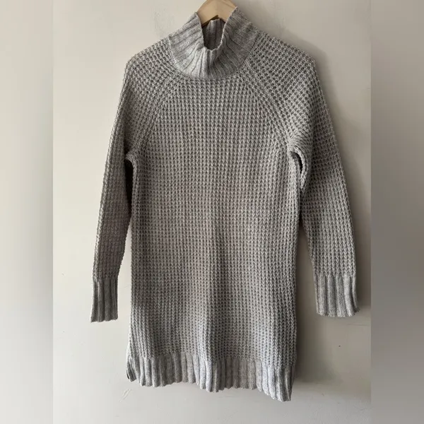 American Eagle Gray Waffle Knit Mock Neck Sweater Dress Long Sleeve‎ - Image 6