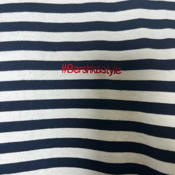 Bershka NEW Navy White Striped Casual Coastal Basic Shirt Women’s Size Small - Image 2