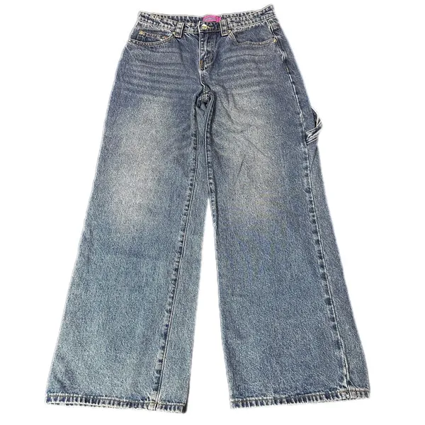 Edikted Wide Leg Carpenter Medium Wash Jeans Size M - Image 3