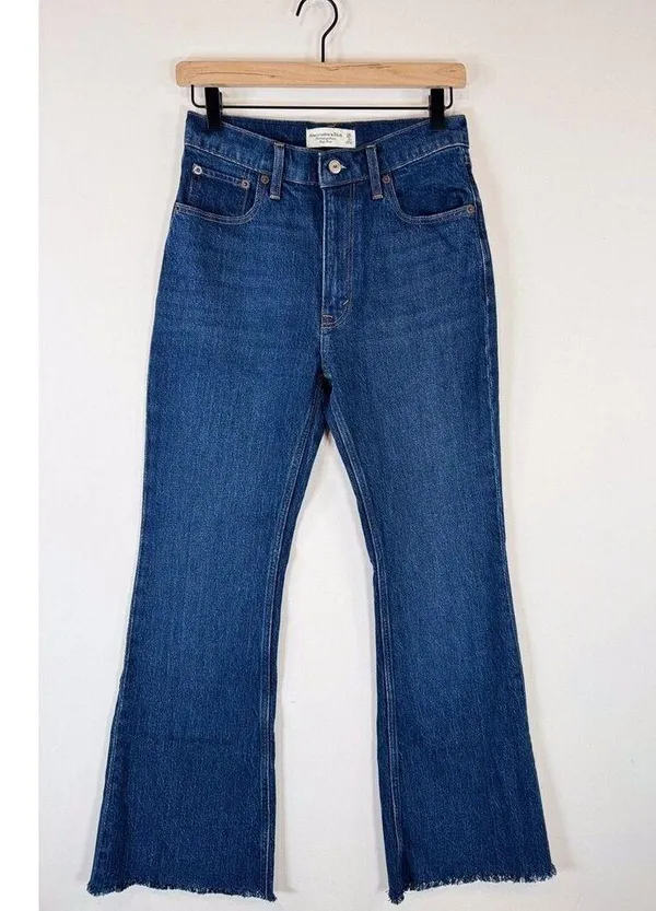 Abercrombie Fitch Womens Jeans Blue Vintage Flare High Rise Denim Dark Wash 26/2 - Image 5