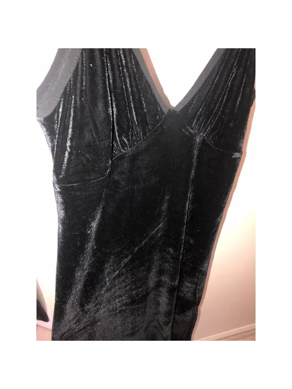 Band of the Free NWT Girl Crush Black Velvet Strappy Midi Dress Tie Back XS - Image 9