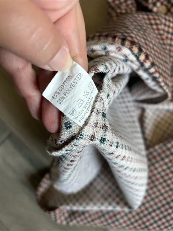 GOUGOU Brown and White Gingham Long Sleeve Midi Dress with Buttons - Image 5