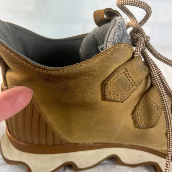 Sorel Kinetic Caribou Snow Boots‎ Womens 7.5 Light Brown Leather Gray Waterproof - Image 14
