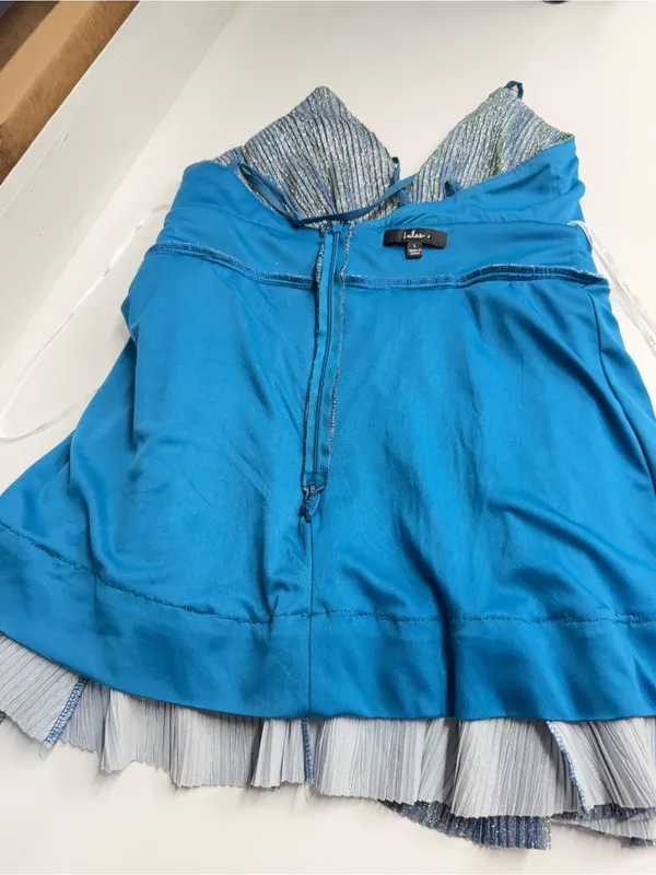Lulu's shimmery hoco dress silver blue green crinkly glam fairycore pixie large - Image 10