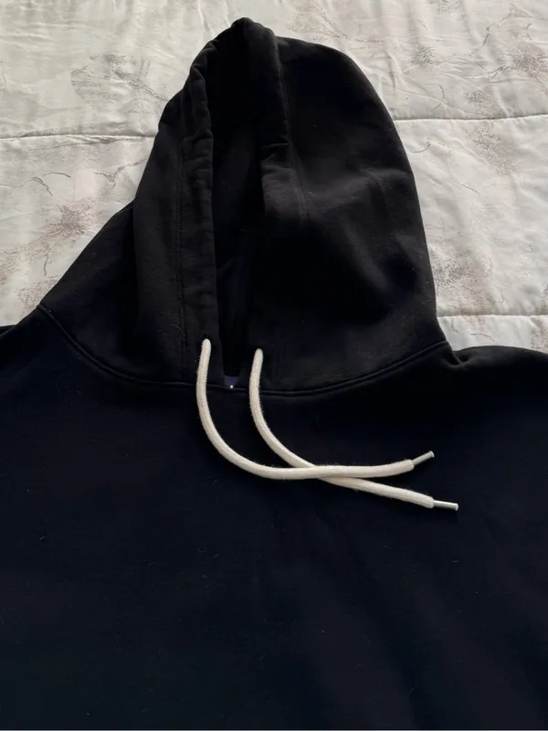 GAP Black cropped fleece Hoodie Sweater with White Drawstrings, size XL casual - Image 7