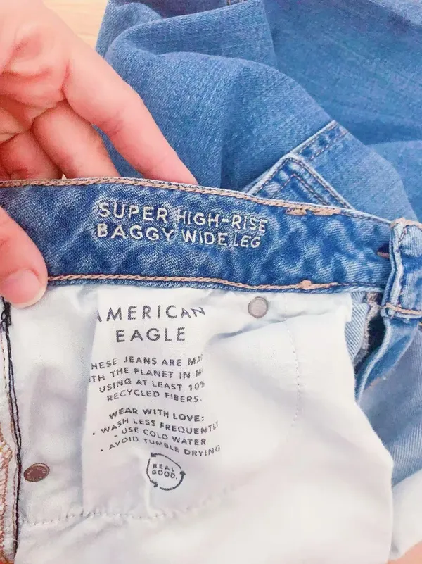 American Eagle Dreamy Drape Stretch Super High-Waisted Cargo Baggy Wide-Leg Jean Sz 10 - Image 10