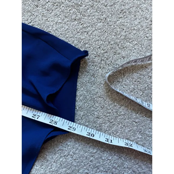 BCBGMAXAZRIA Blouse Large Blue Draped Open Back Dolman Sleeve Top - Image 5