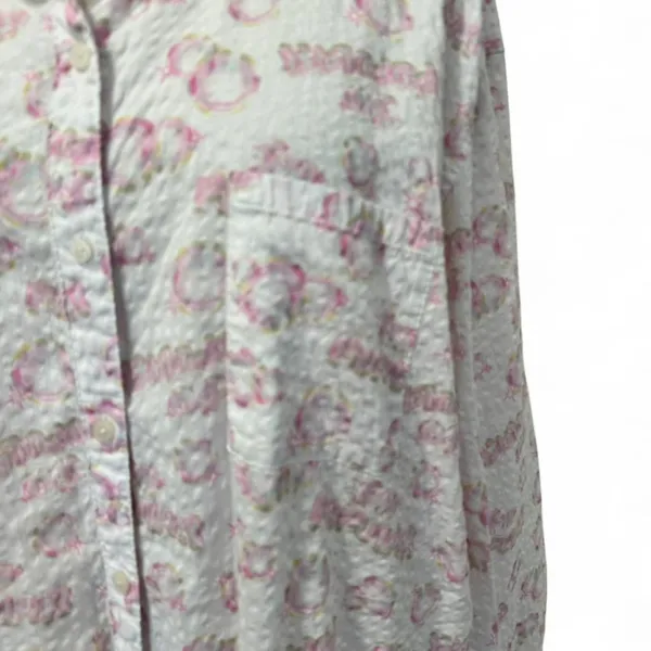 Aerie Wicked Shirt XL Pink White Button Up Seersucker Romantic Floral Indie New - Image 4