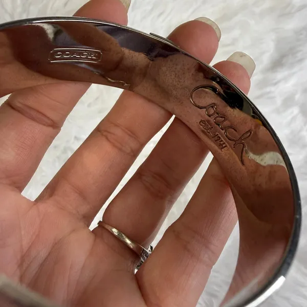 y2k Coach Cream Silver Bangle Bracelet - Image 6
