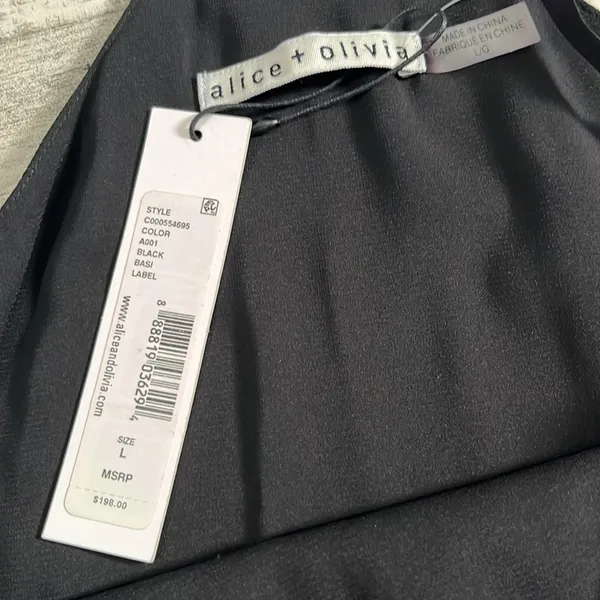 Alice + Olivia Black Racer Back Dress Size L NWT - Image 3
