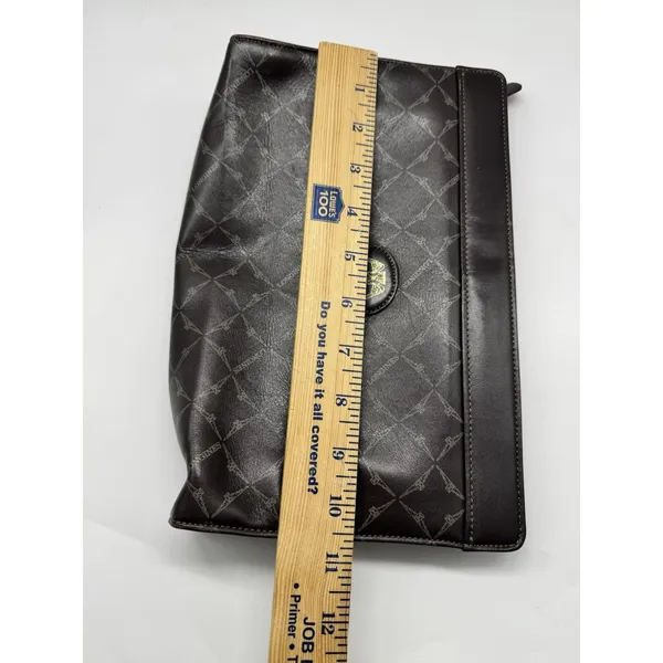 Longines Brown Leather Clutch Bag Vintage Logo Old Money - Image 9