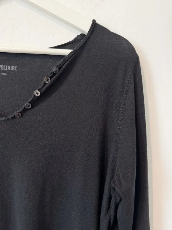 Zadig and Voltaire Tunisien Camo Skull Henley Top Size Small Rock and Roll Edgy - Image 5