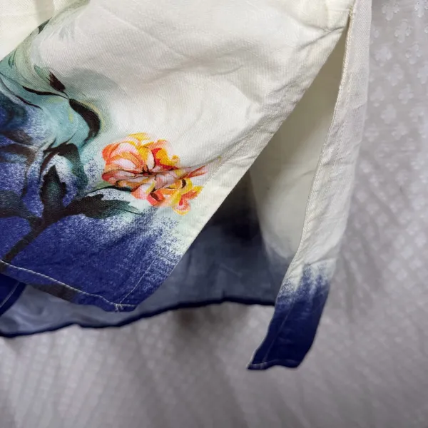 Anthropologie‎ Maeve Cream Floral Watercolor Linen Blend Tunic Top - Image 6