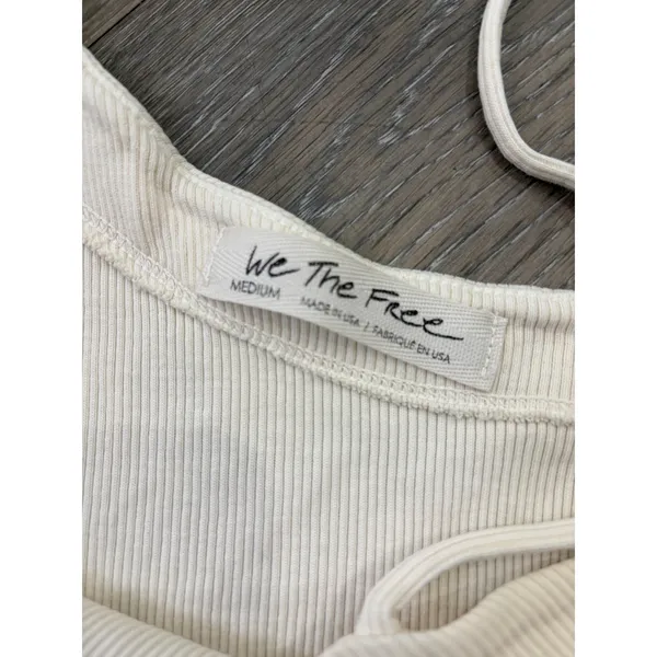 Free People We The Free One Shoulder Ribbed Tank Top Cream Medium - Image 3