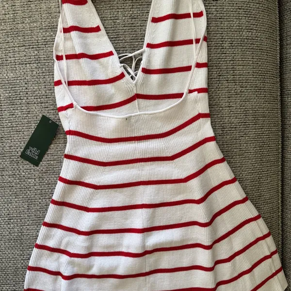 wild fable White and Red Striped Knit Halter Dress - Image 5