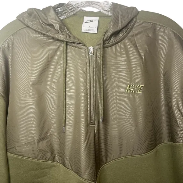 Nike Icon Clash Olive Green Half Zip Hoodie Windbreaker‎ Panel Pullover Sz M - Image 3