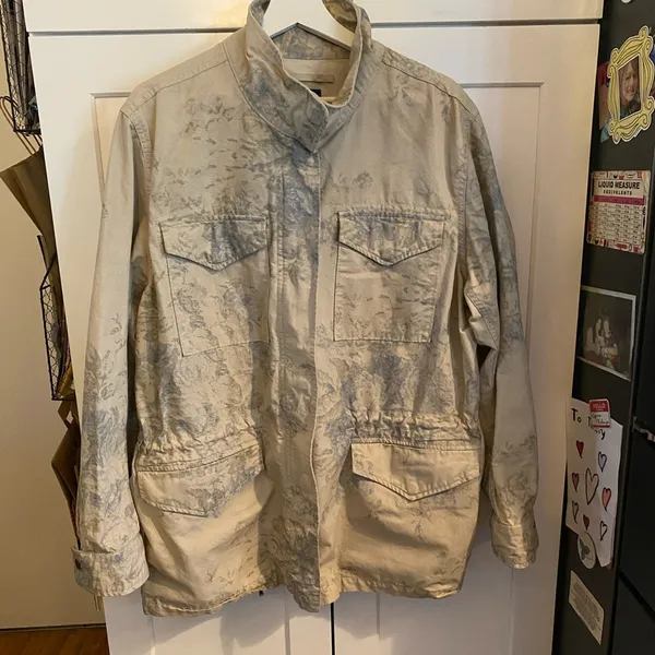 Vintage Chaps Light Blue Tan Floral Rose Utility Chore Coat Boho Western Spring - Image 12