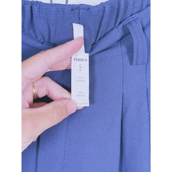Halara Breezeful High Rise Wide Leg Palazzo Pants Size Large Tall Blue Career - Image 4