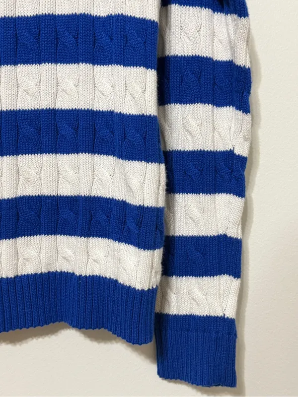NEW Ralph Lauren Cable Knit Striped Blue Sweater Size Medium Womens NWT Boatneck - Image 6
