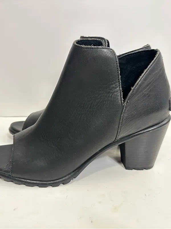 Sorel Nadia NL2842-010 Ankle Boot Peep Toe Woman’s Black Leather Size 9.0 - EU40 - Image 5