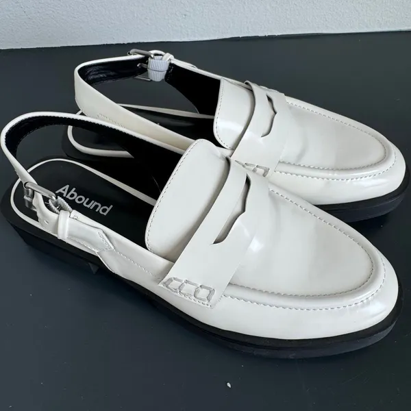 NEW Abound Patent White Sling Back Chunky Preppy Loafer Size 7 M Y2K - Image 2
