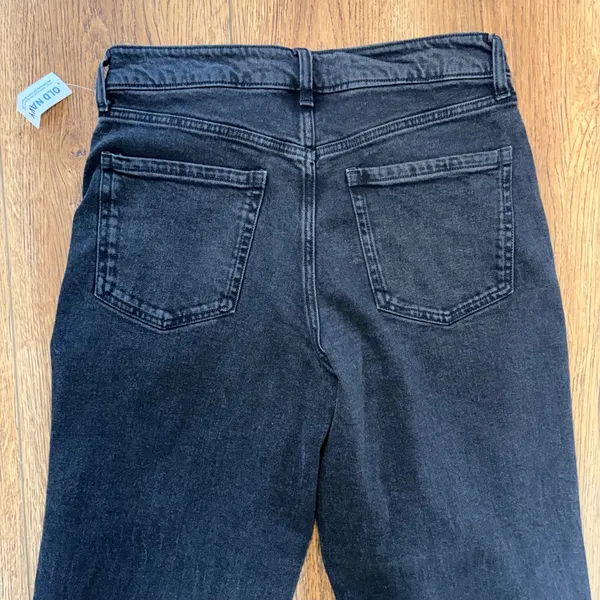 NEW Old Navy OG Loose High Rise Black‎ Raw Hem Straight Leg Jeans Womens 10 - Image 9